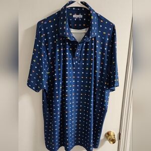 Forged Fabrics Navy Polo with Nautical Flags, Size XL